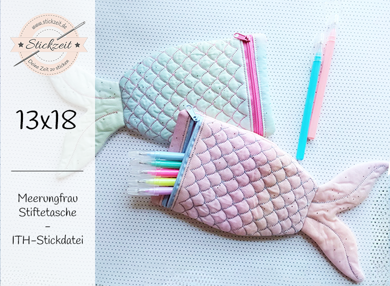 Meerjungfrau Stiftetasche - ITH-Stickdatei